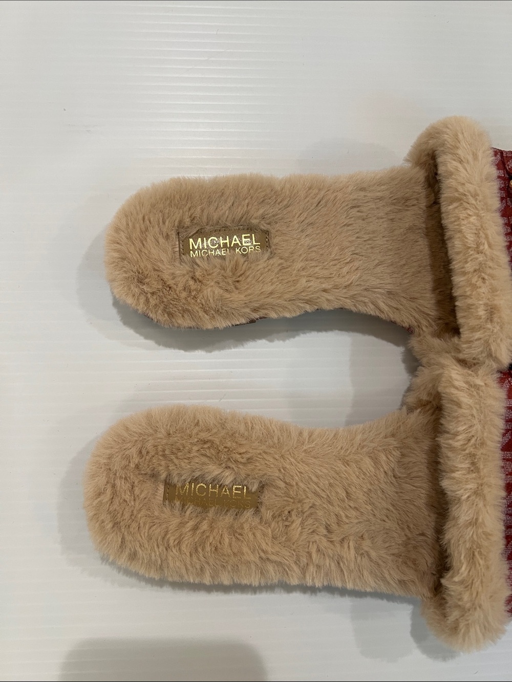 New Michael Kors Women’s Beige and Fur Sandal MK Logo Strap in Size 9 - Picture 5 of 6